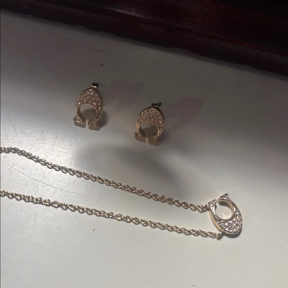 Coach pave necklace and stud set Gold - Picture 4 of 7